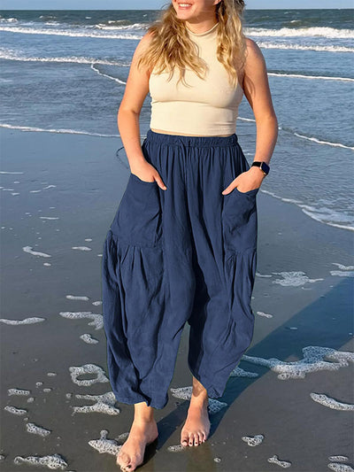 Pantalones holgados de pierna ancha con bolsillos profundos
