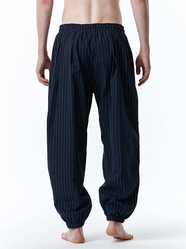 Men's Drawstring Casual Loose Stripe Pants