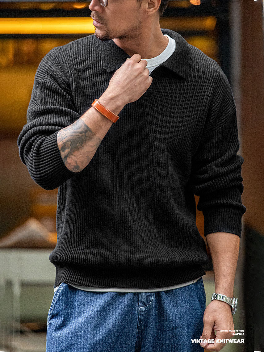 Pull en tricot à col polo pour homme