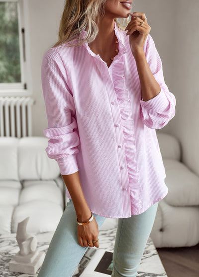 Ruffled Button-Down Blouse