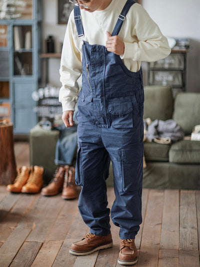 Sloppy Overalls Big Pockets Workwear with Zipper Fly