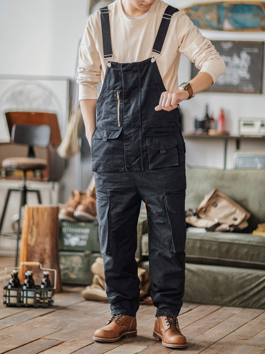 Madepants Sloppy Overalls Men's Big Pockets Dungarees with Zipper Fly