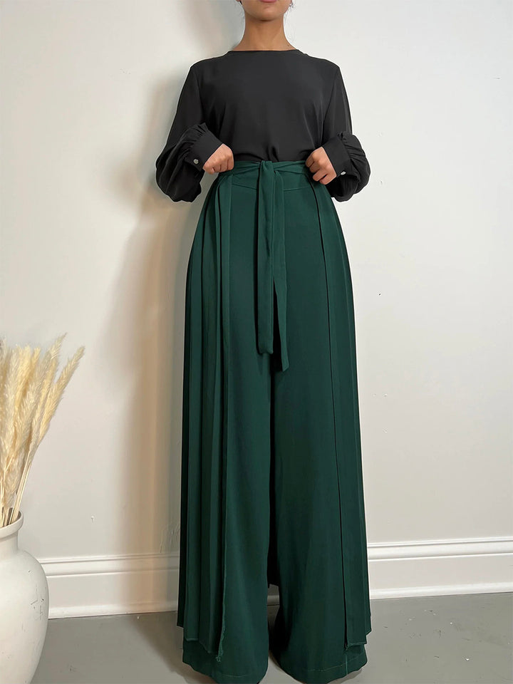 cigarette pants with overskirt Is it a Skirt? Is it a Trouser? It's a Dress/Pant Hybrid and Here's How to Wear It merging utilitarian elegance with a bold aesthetic LILYSILK Organic Silk Trousers Elegant