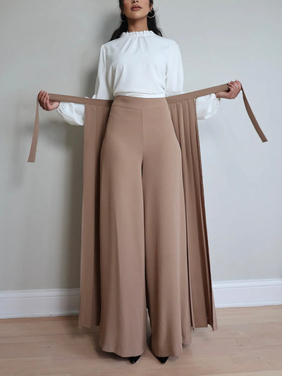 Lovely Pleated Overskirt Pants Set