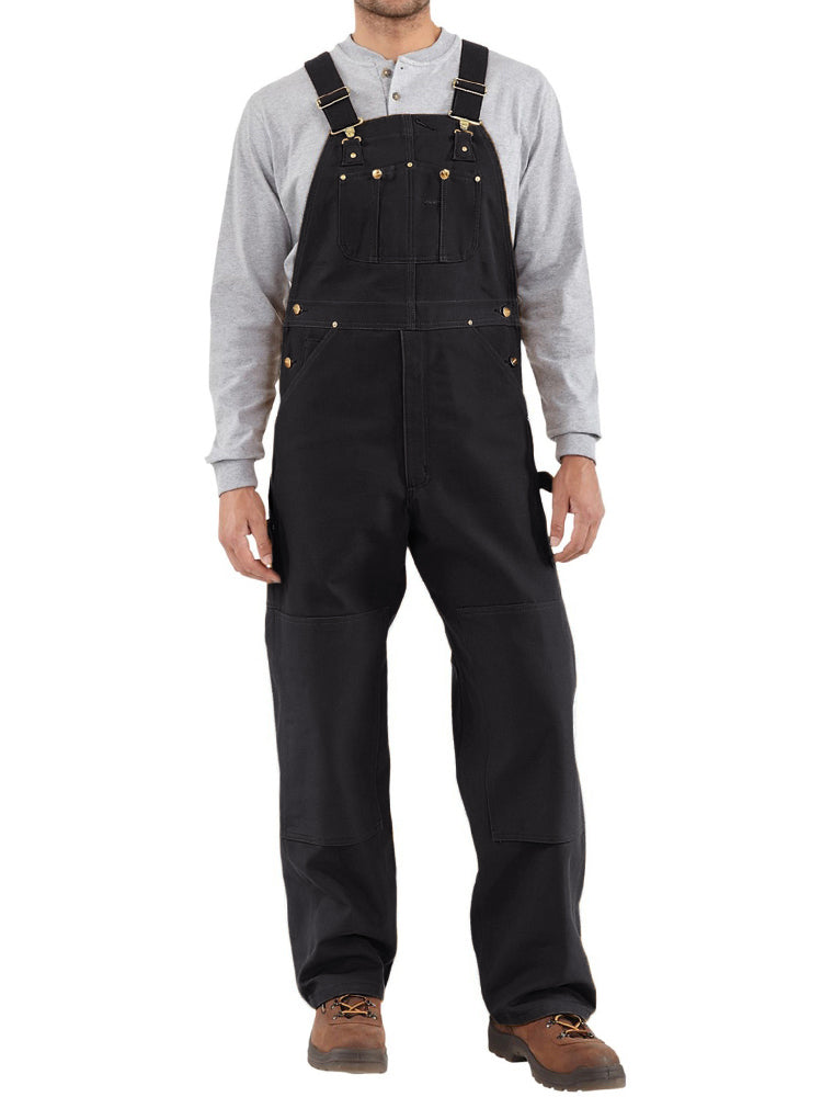 PLAN B WORKER BIB PANTS BLACK DENIM