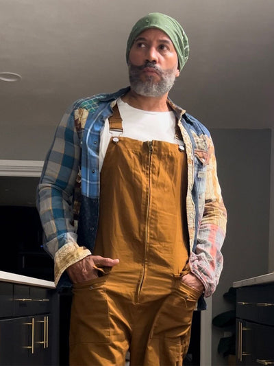 Men's Vintage-Inspired Work Overalls with Front Zipper