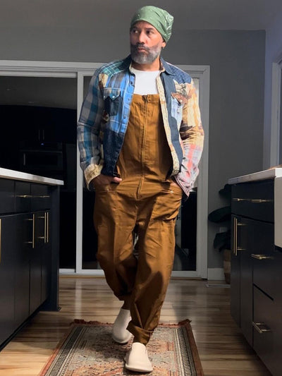 Men's Vintage Work Overalls with Front Zipper