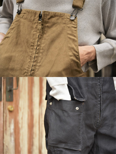 Men's Vintage-Inspired Work Overalls with Front Zipper
