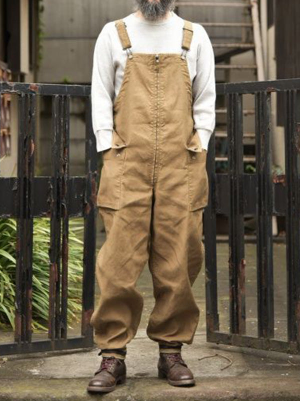 Men's Vintage-Inspired Work Overalls with Front Zipper