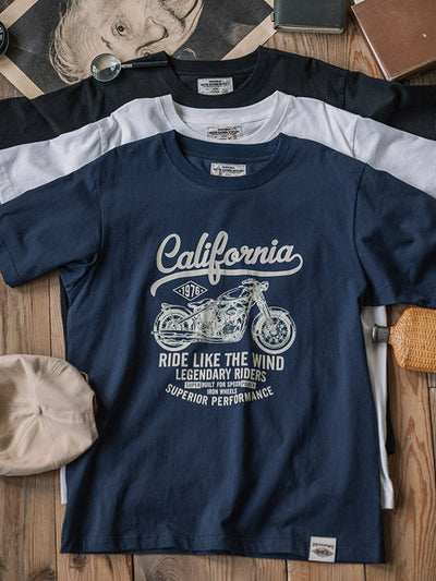 Camiseta clásica de hombre con estampado de motocicleta vintage