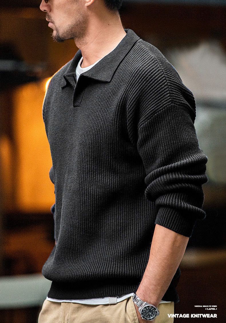 Pull en tricot à col polo pour homme