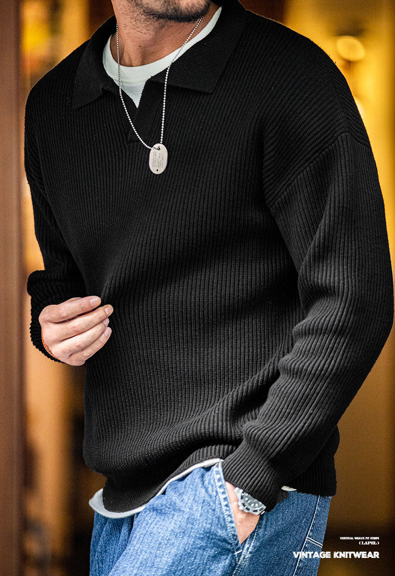 Pull en tricot à col polo pour homme