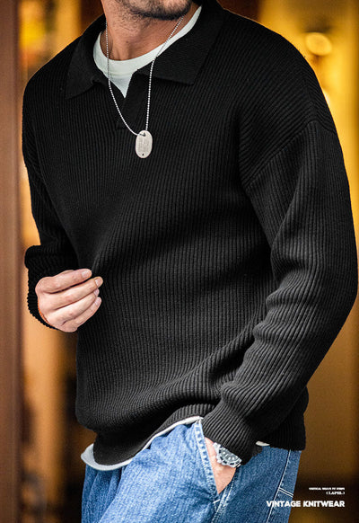 Pull en tricot à col polo pour homme