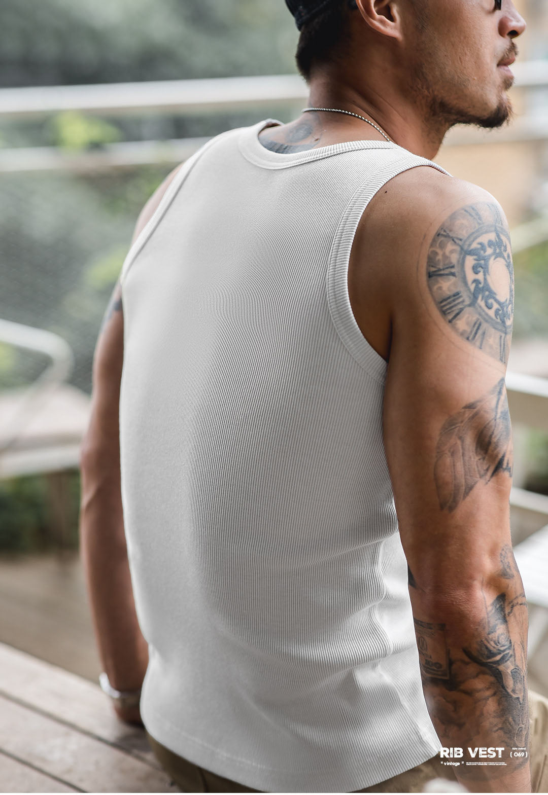Camiseta sin mangas acanalada de corte entallado para hombre