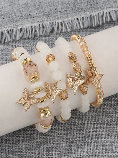 Pulsera Bohemia con Colgante de Mariposa de Cristal Multicapa