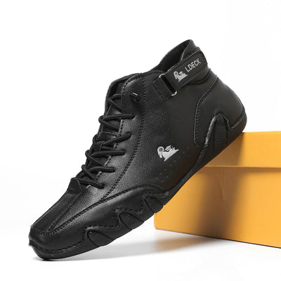 Unisex Leather Lace-Up Mid-Top Casual Sneakers
