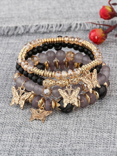 Pulsera Bohemia con Colgante de Mariposa de Cristal Multicapa