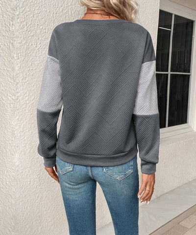 Sudadera texturizada con bloques de color para mujer