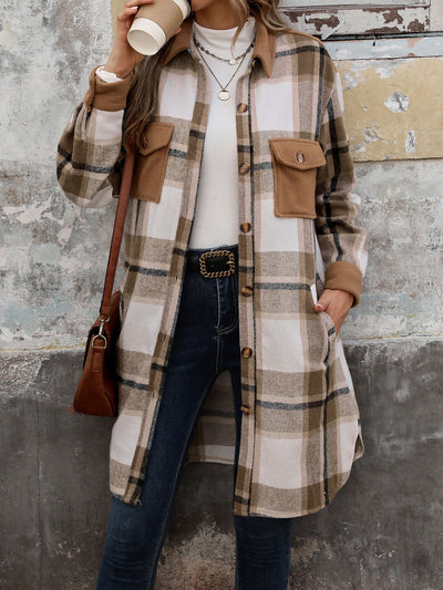 Plaid Patchwork Long Jacket