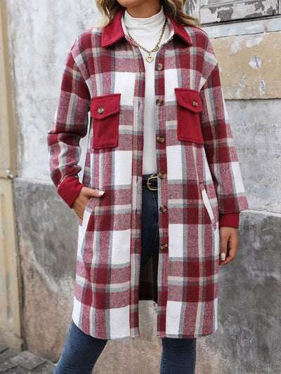Plaid Patchwork Long Jacket
