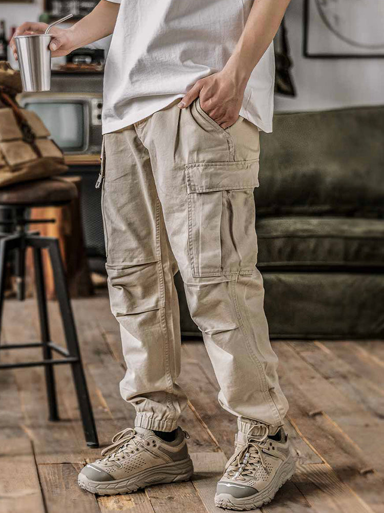 Men's Washed Tactical Cargo Pants with Belt