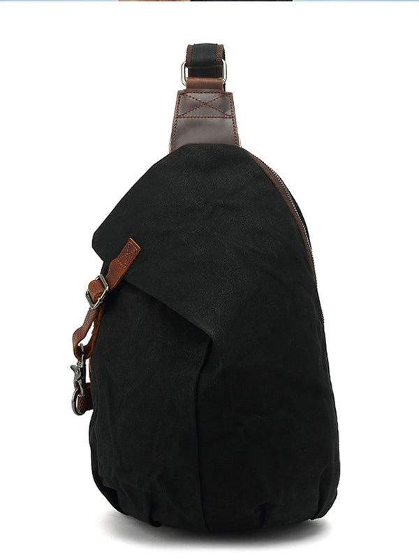 Sac de poitrine en toile cirée pour homme