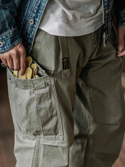 Men's Washed Tactical Cargo Pants with Belt