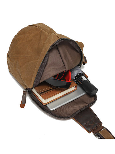 Sac de poitrine en toile cirée pour homme