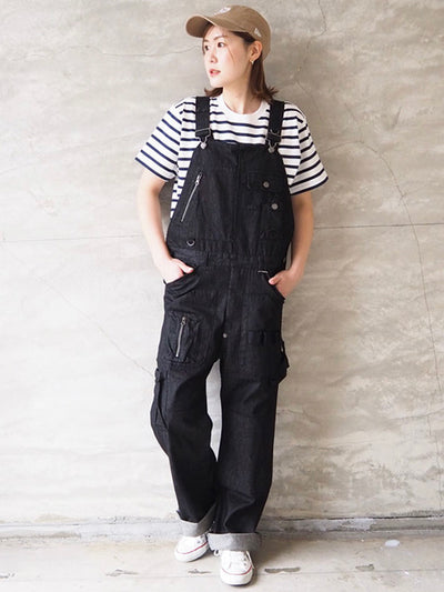 12-pocket Unisex Utility Overalls with Hip Zipper