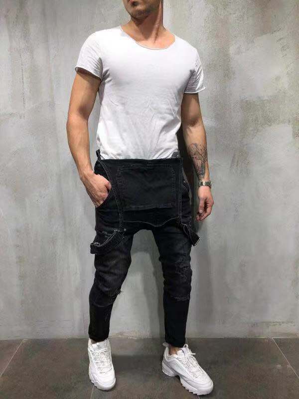 Mono de mezclilla elástico de corte ceñido para hombre