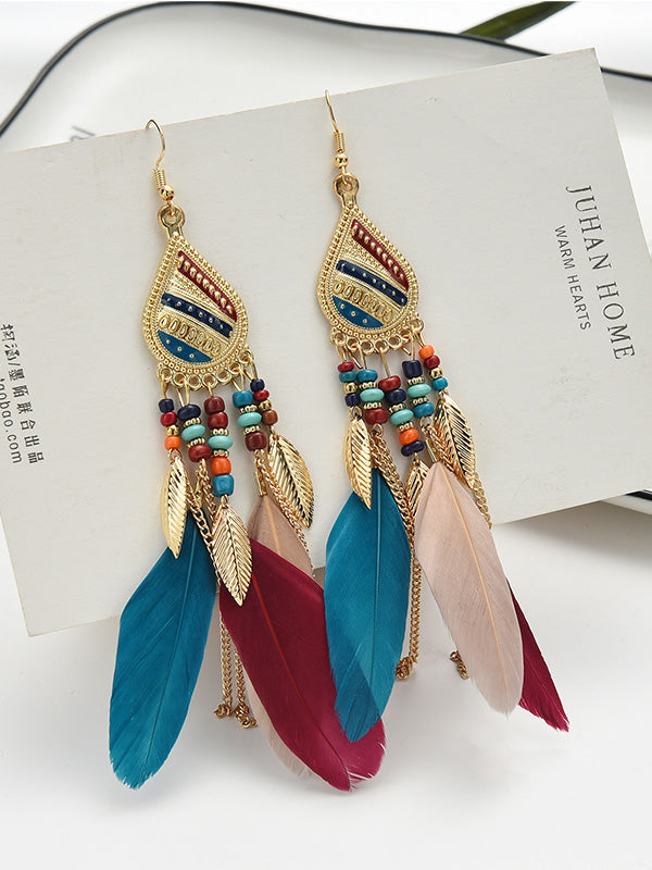 Western Feather Water Drop Earrings