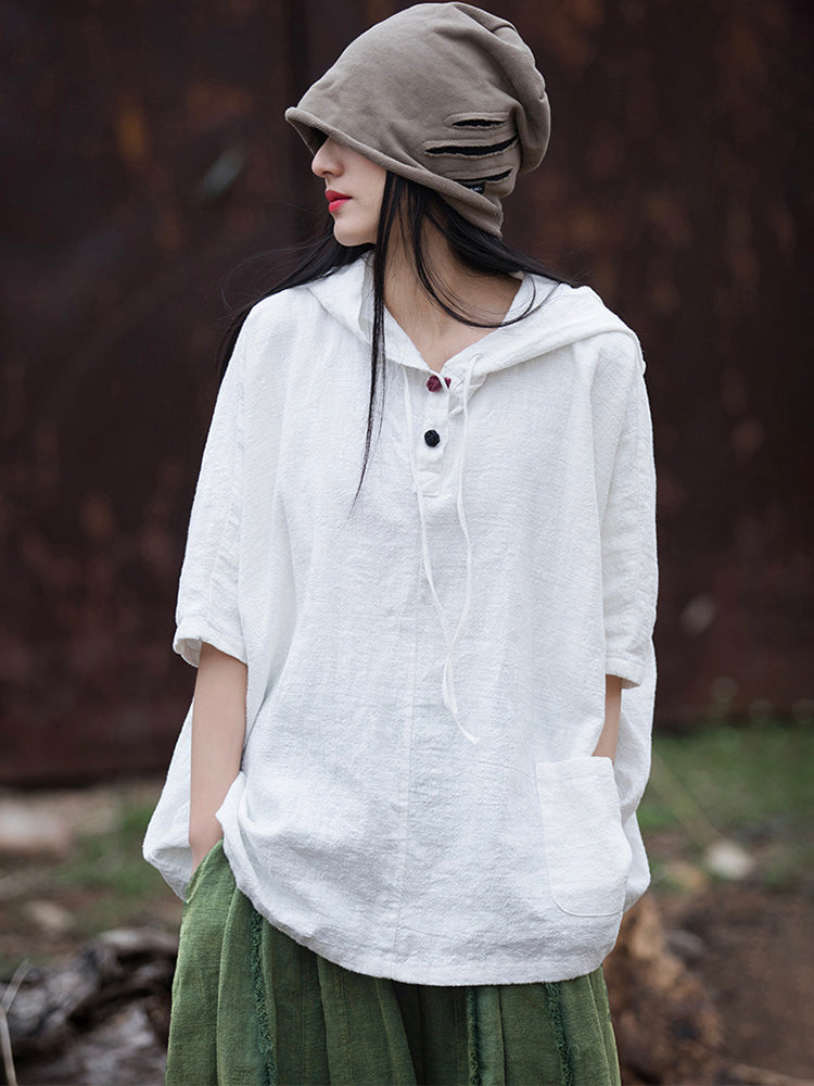 Oversized Cotton And Linen Hoodie