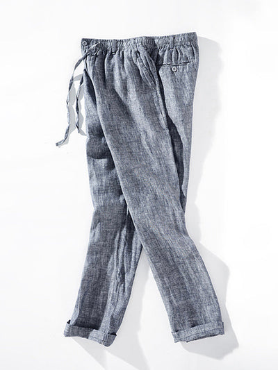 Men's 100% Linen Drawstring Pants