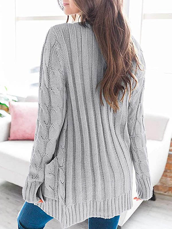 Cardigan en tricot avec poches boutonnées sur le devant