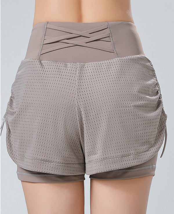 Casual Double Layer Stretchy Fitness Shorts