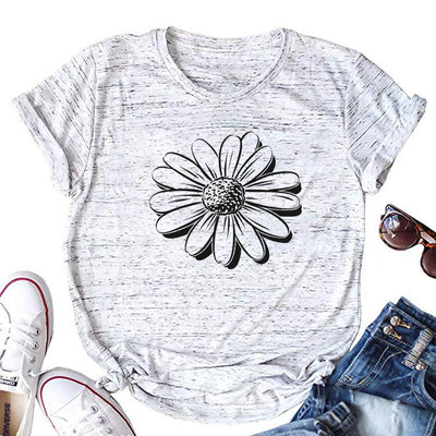 Camiseta con estampado gráfico de pétalos de girasol