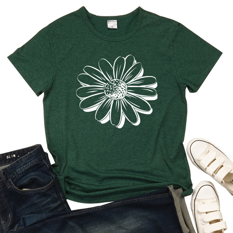 Camiseta con estampado gráfico de pétalos de girasol