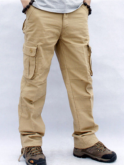 Pantalones cargo rectos casuales con 6 bolsillos para hombre
