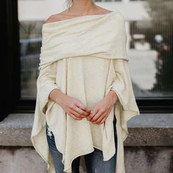 Boat Neck Off Shoulder Asymmetrical Hem Shirt