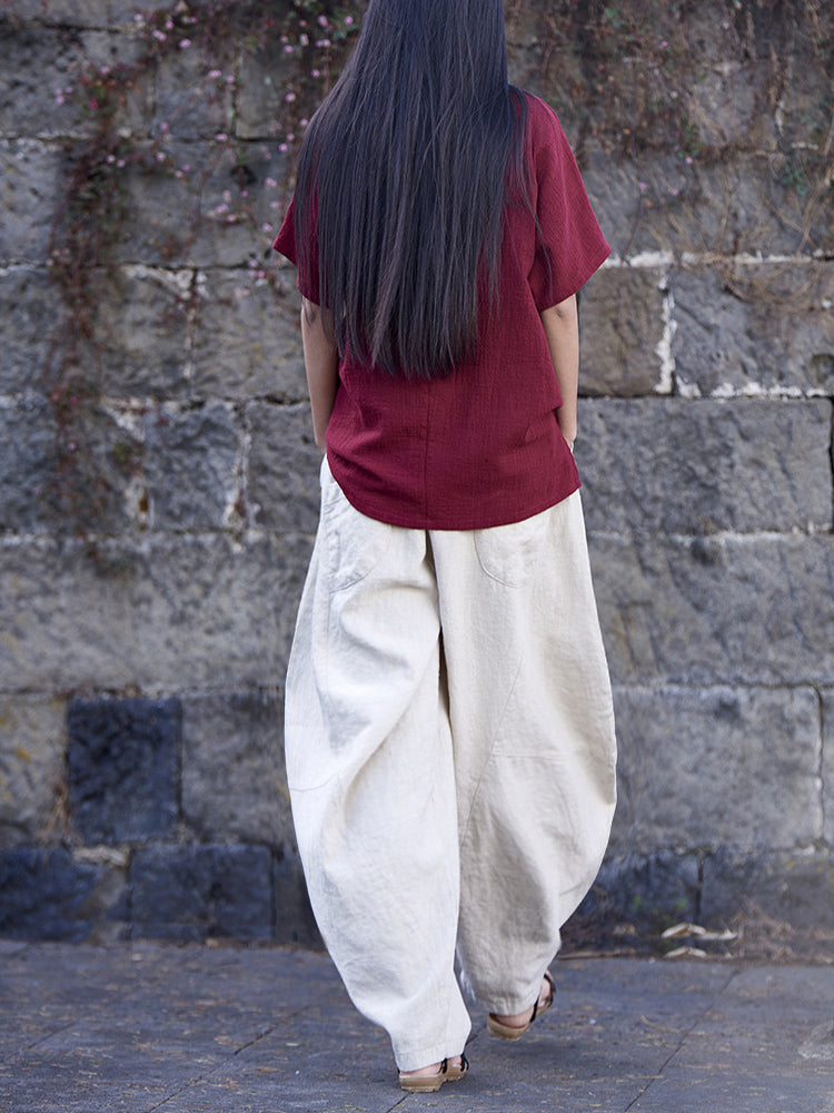 Cotton Linen Casual Long Bloomers