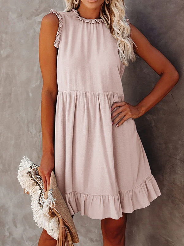 Mini-robe à volants sans manches