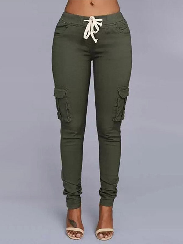 Pantalon de jogging cargo skinny en sergé de coton extensible et confortable