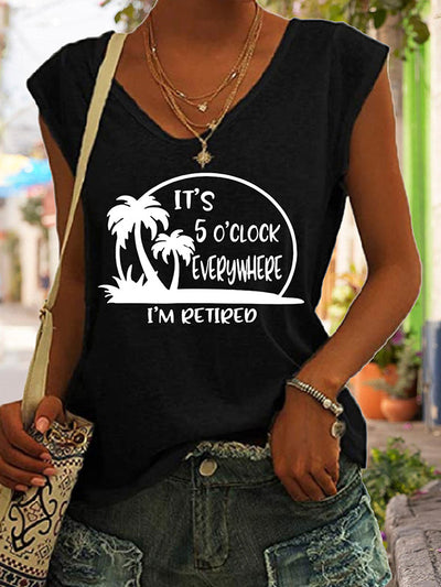 It's 5 O'clock Everywhere & I'm Retired V-neck T-shirt