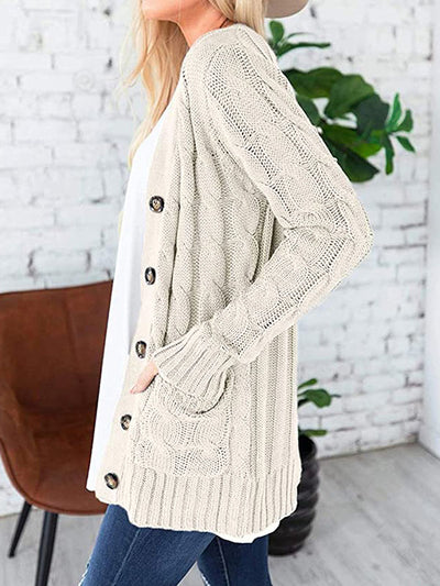 Cardigan en tricot avec poches boutonnées sur le devant