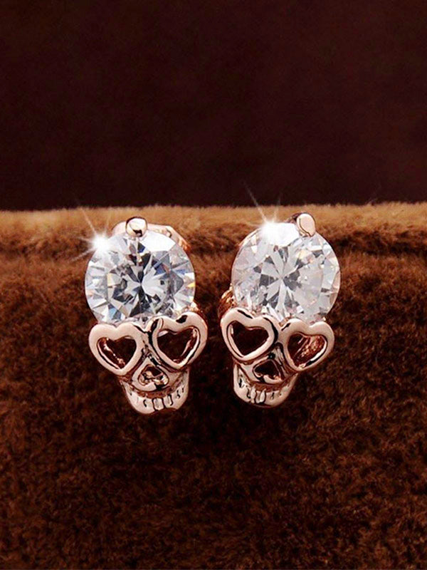 Diamond Skull Stud Earrings