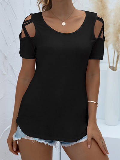 Cross Strap Cold Shoulder Shirt