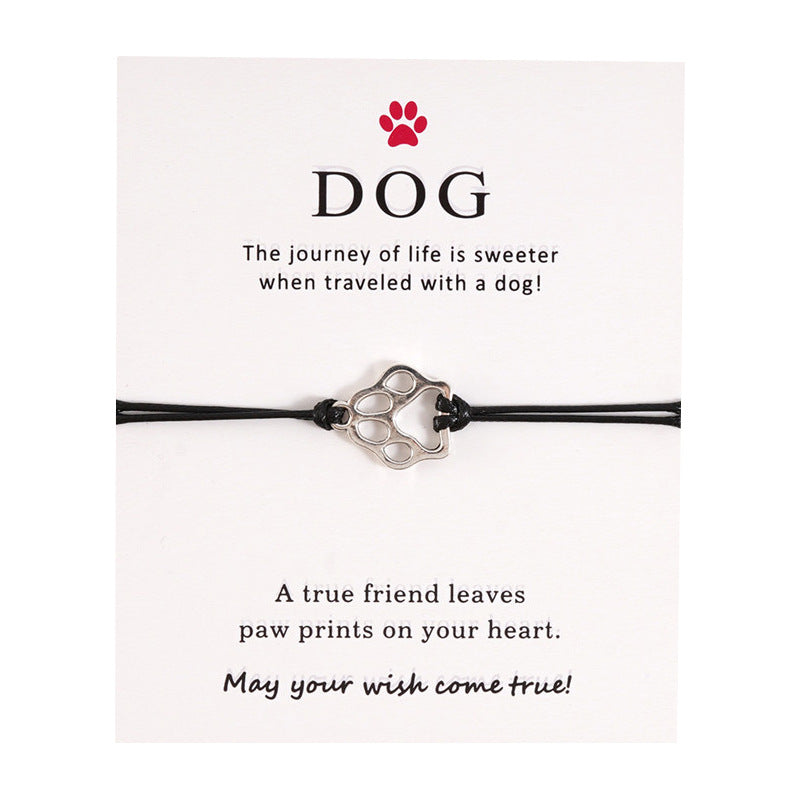 Bracelet ajustable tressé en forme de patte de chien