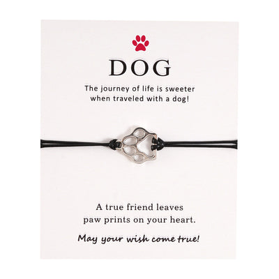Bracelet ajustable tressé en forme de patte de chien