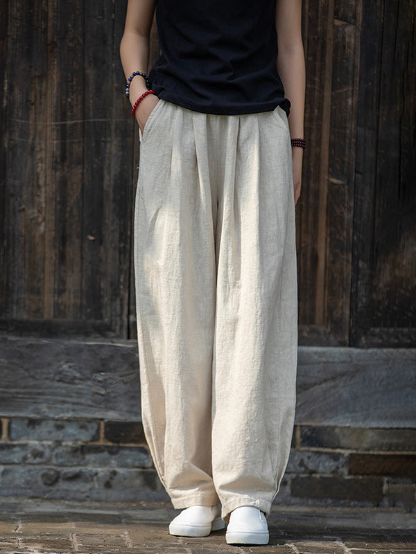 Pantalon ample décontracté en lin