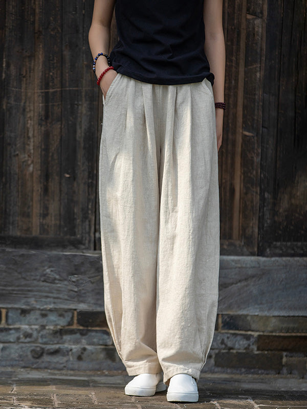 Pantalones sueltos casuales de lino 
